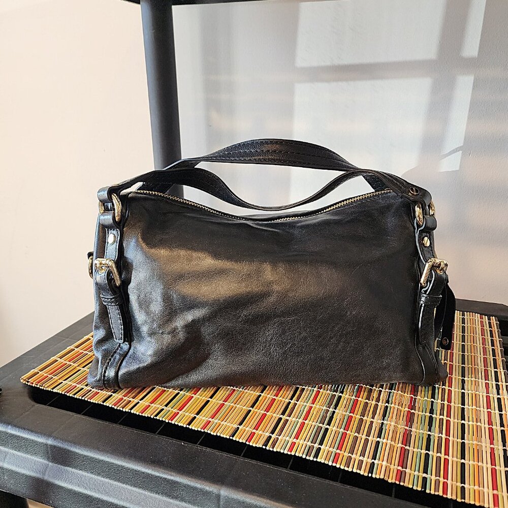 Michael Kors Black Leather Satchel with Cross Body Leather Strap - Picture 3 of 10